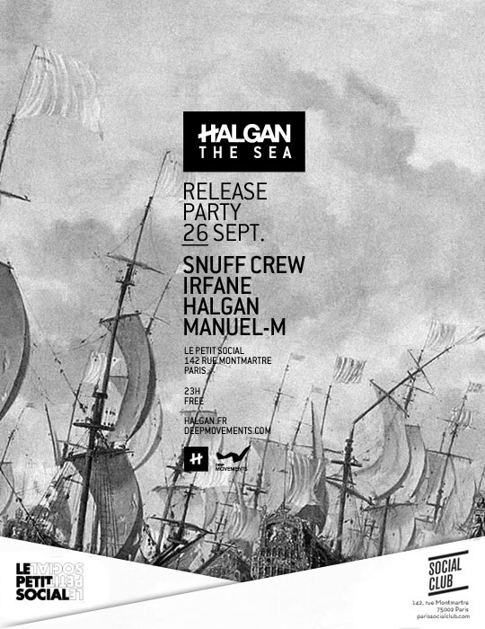 Le flyer de la release party de Halgan, The Sea