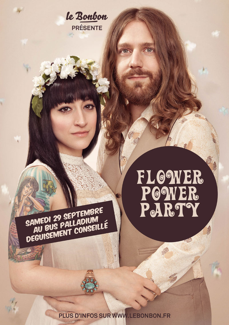 Le flyer de la Flower Power Party !