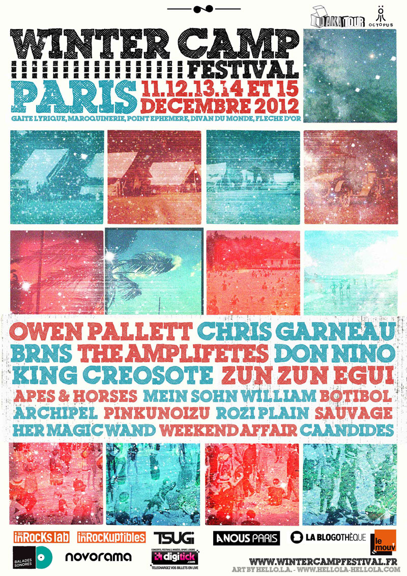 L'afffiche du Winter Camp Festival, un festival défricheur de talents à découvrir du 11 au 15 décembre 2012 !