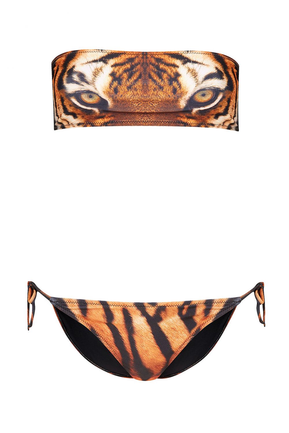 Bikini bandeau motif tête de tigre, Topshop, 42€
Un maillot rugissant pour ne pas passer inaperçue sur les plages de Calvi !