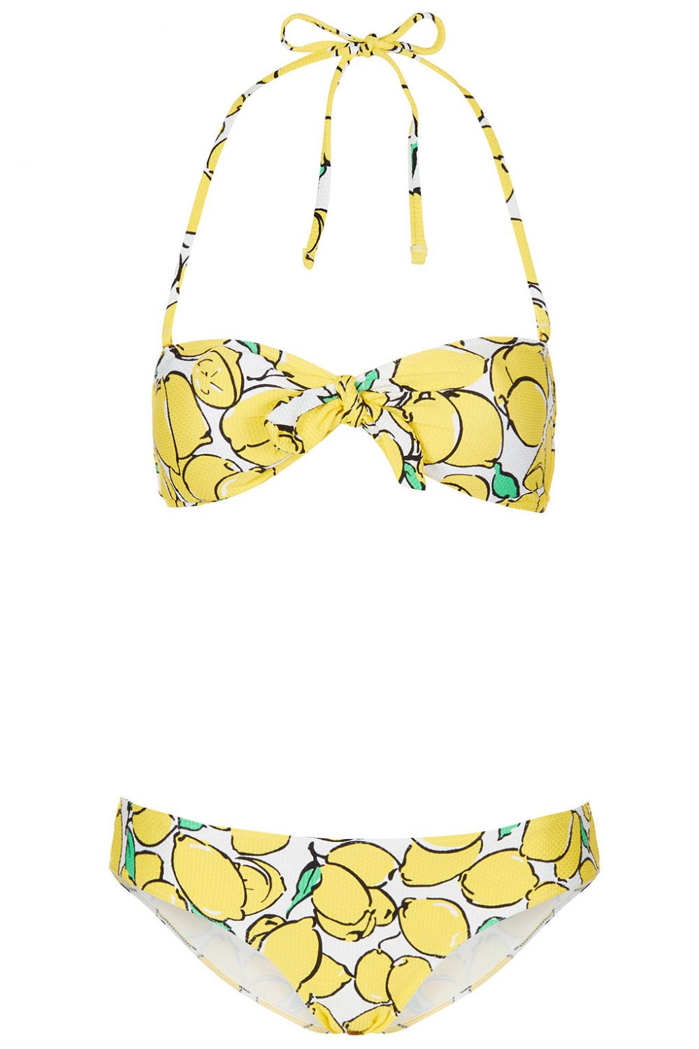 Bikini bandeau jaune motif citron, Topshop, 42€