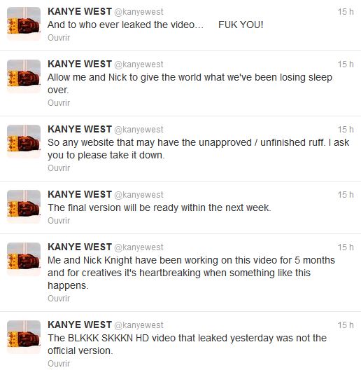 Les tweets postés mardi 9 juillet par Kanye West