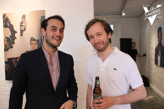 Jean-François Pus et son ami lors du lancement du "501 Book" de Levi's mercredi 10 juillet