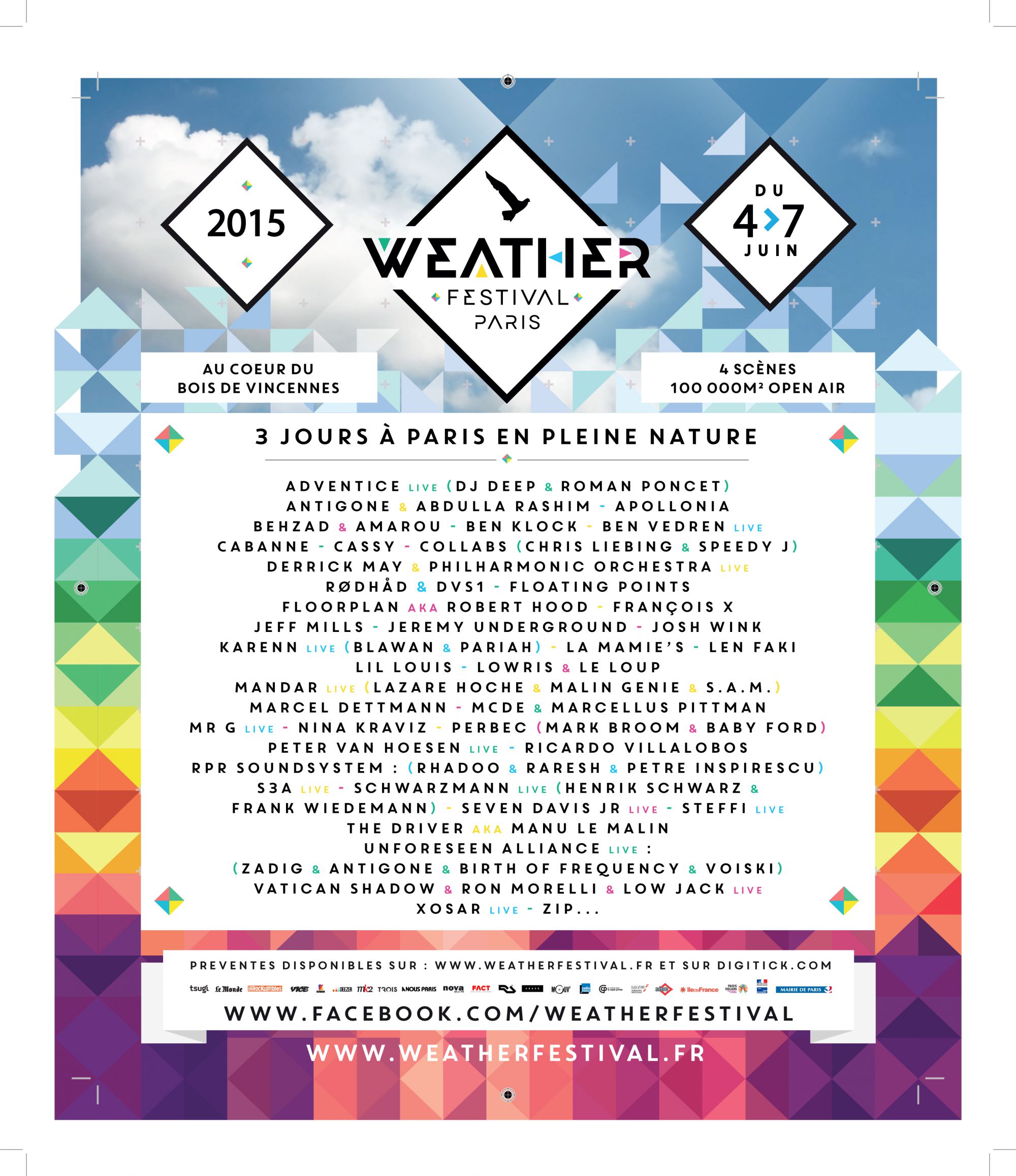 L'affiche du Weather Festival 2015 du 4 au 7 juin 2015 à Vincennes