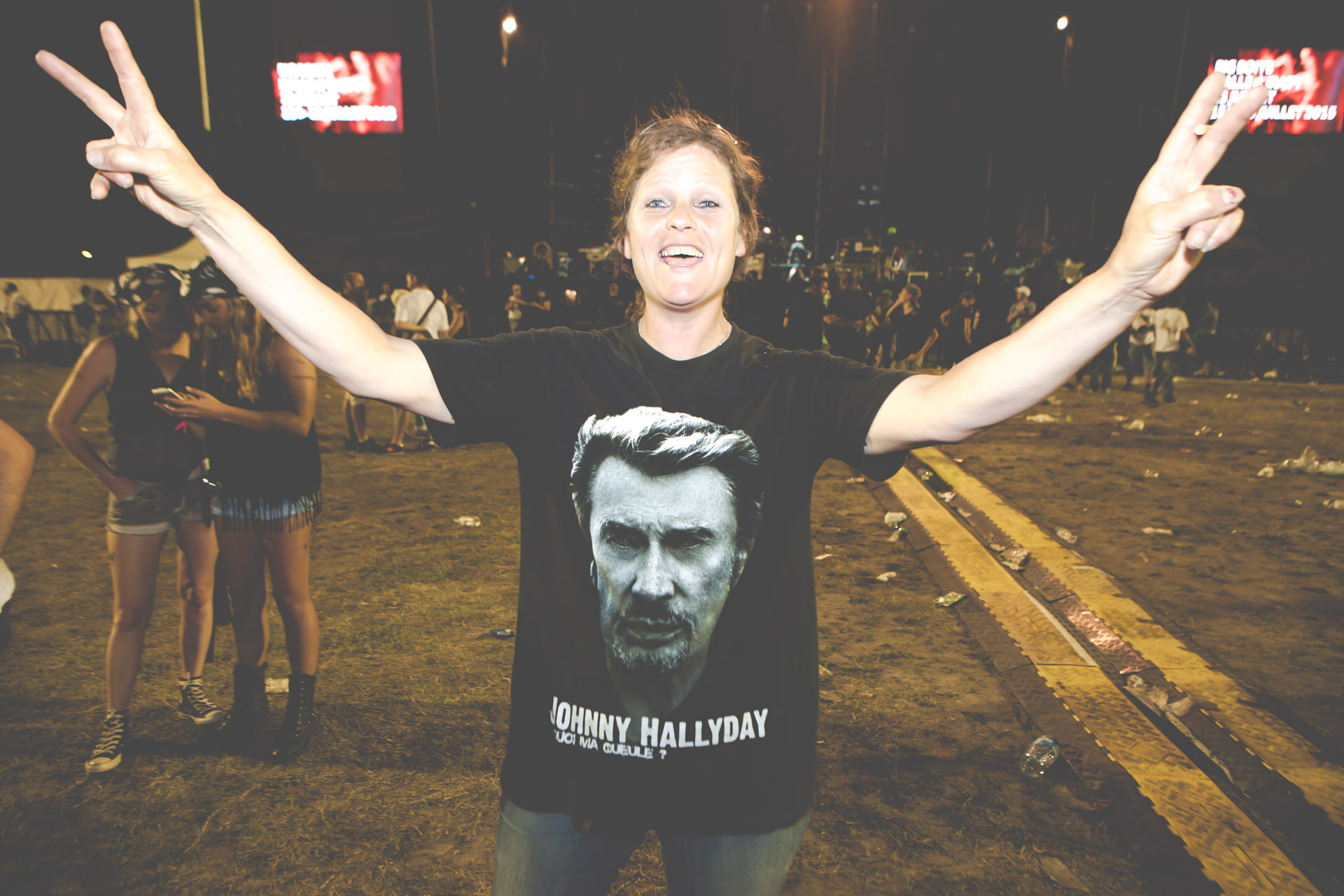 Les fans de Johnny Hallyday au BIG Festival, le 17 juillet 2015