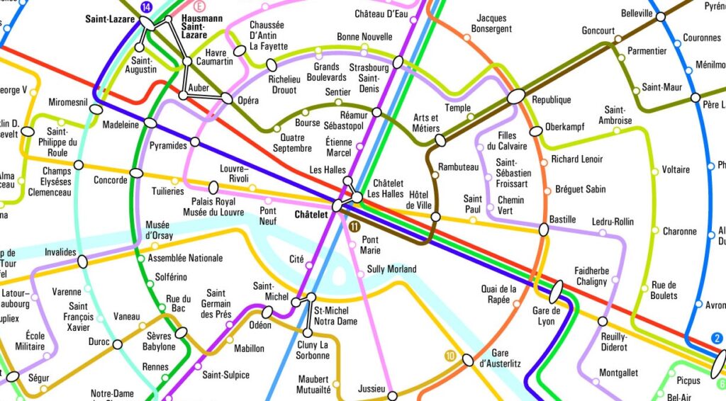 Le plan circulaire du métro parisien.