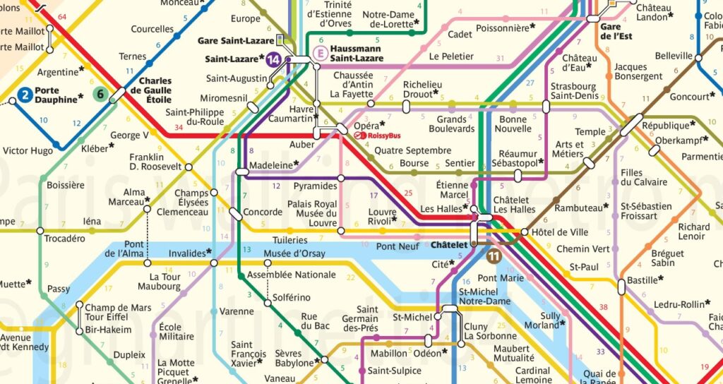 Une nouvelle carte du métro parisien avec le temps de marche entre chaque station.