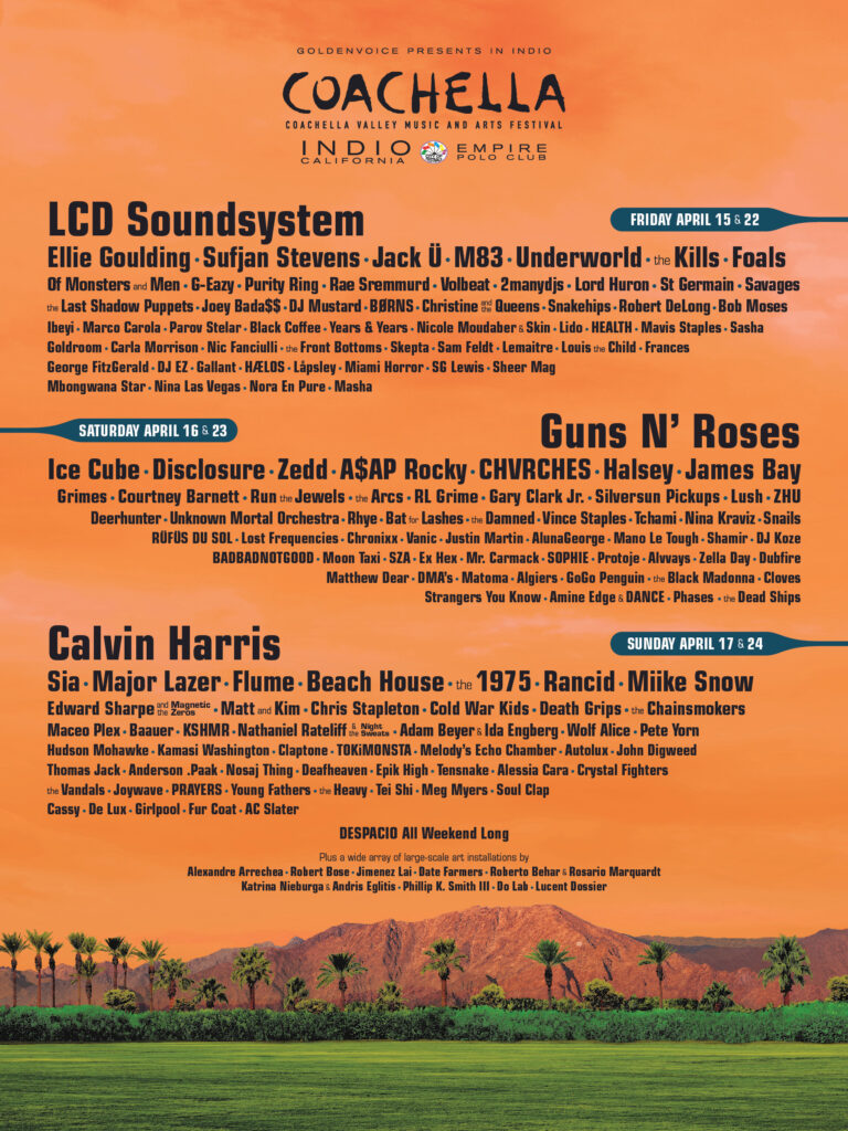 Affiche - line up du festival Coachella 2016