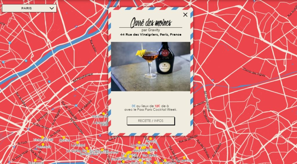 La carte de la Paris Cocktail Week.