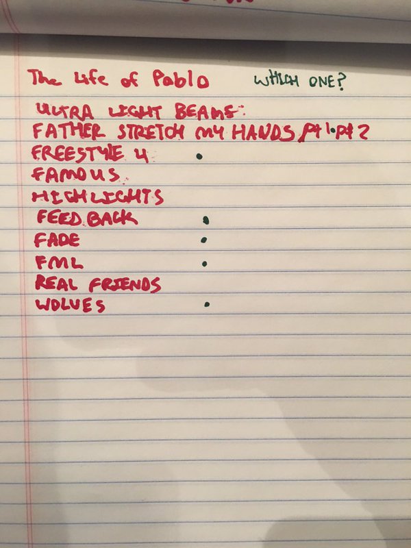 La tracklist du dernier album de Kanye West dévoilée sur Twitter, le 10 février 2015.