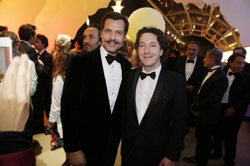 Laurent Lafitte et Guillaume Gallienne lors l'after party du film Le Petit Prince, le 22 mai 2015 à Cannes.