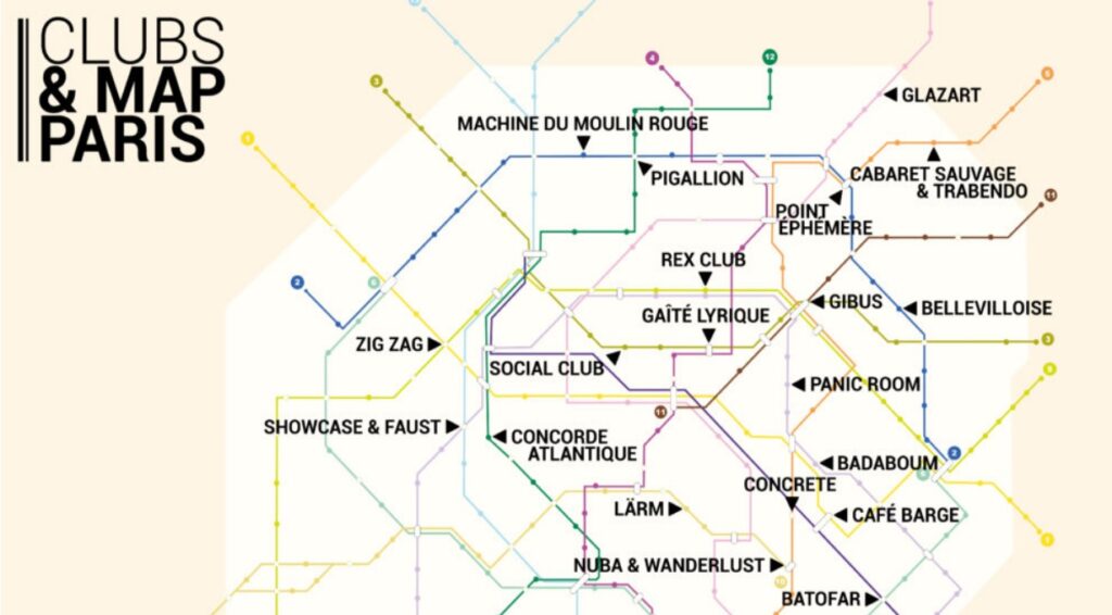 Ma carte du métro des clubs parisiens de Mixmag.