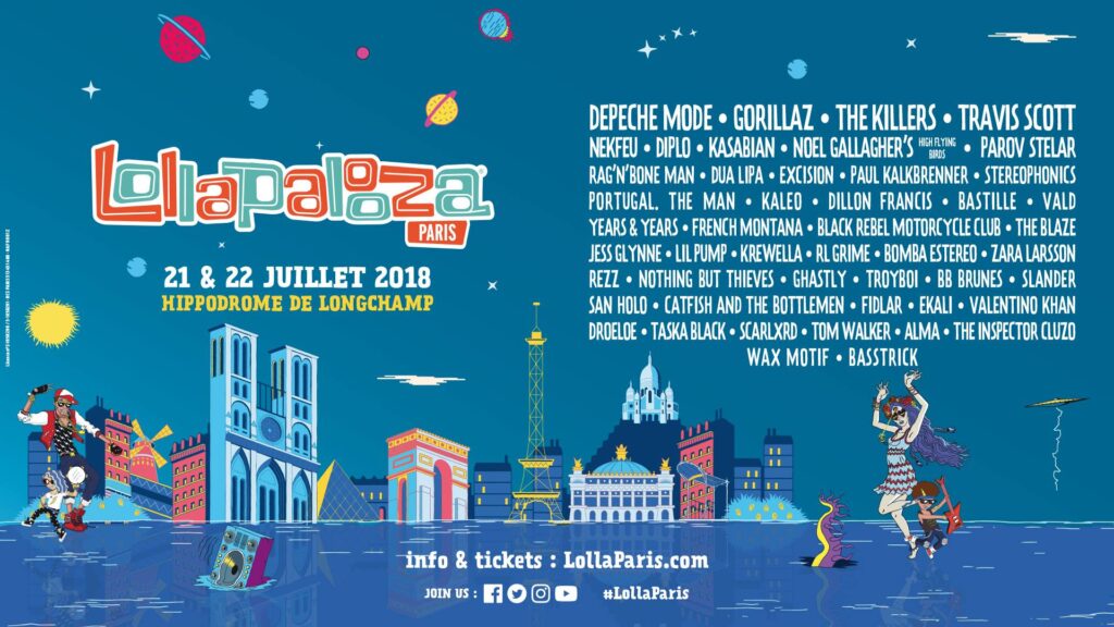 Festival Lollapalooza, les 21 et 22 juillet 2018, à l'Hippodrome de Longchamp