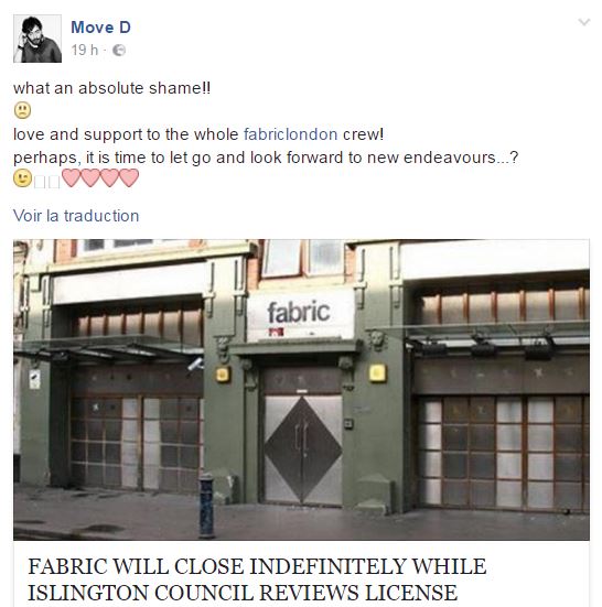 Le soutien des artistes lors de l'annonce de la fermeture du club Fabric en août 2016 - Photo 2