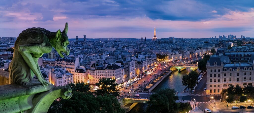 Paris illuminée depuis la cathédrale Notre Dame de Paris