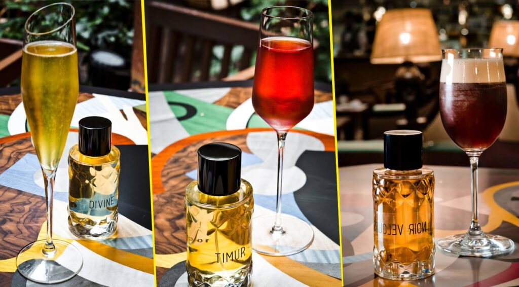 Les cocktails et parfums proposés au bar Les Heures de l'Hôtel Prince de Galles